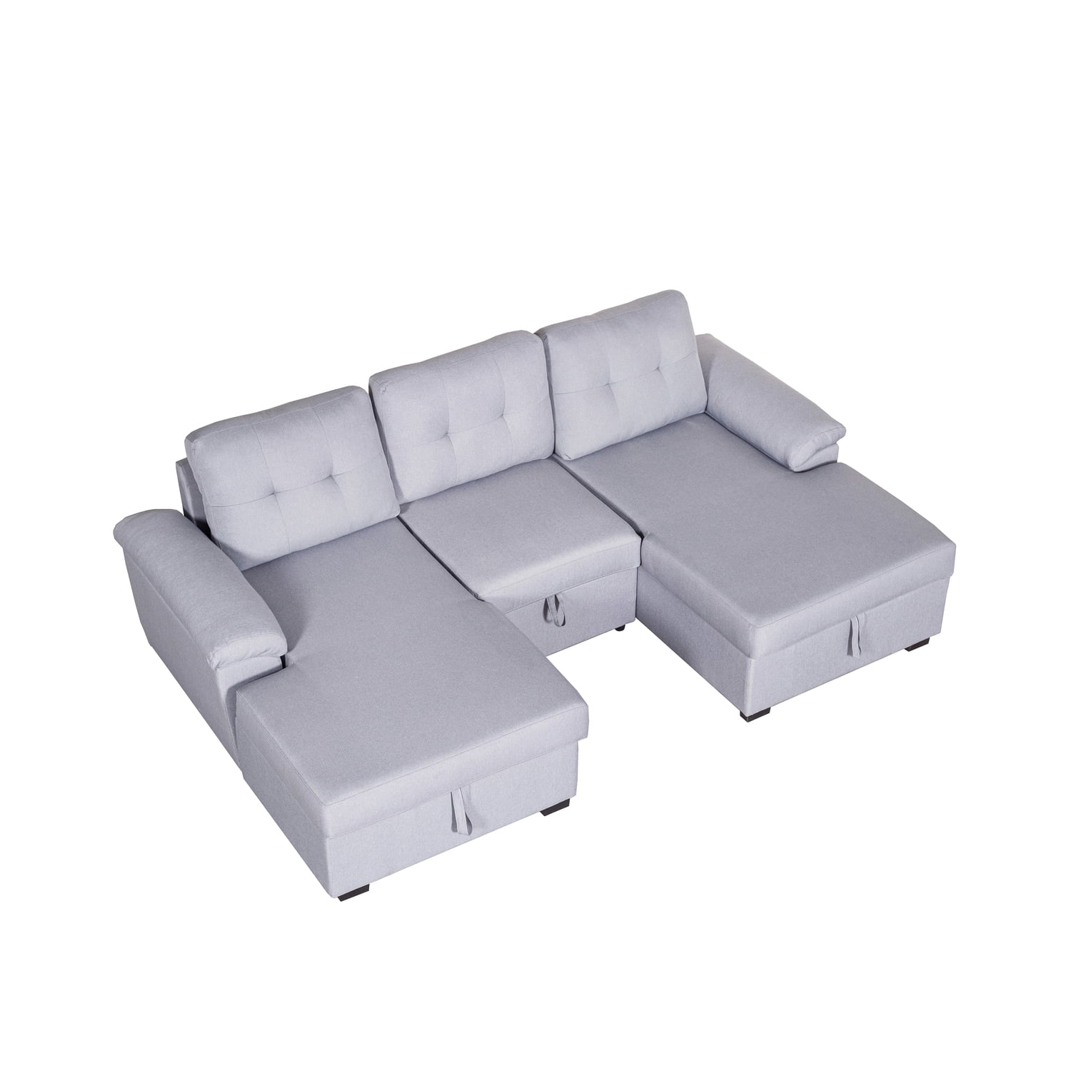 KaMic 95" x 59"?3Seats UShaped?Sleeper Sectional Sofa Bed with?Chaise Storage, PullOut