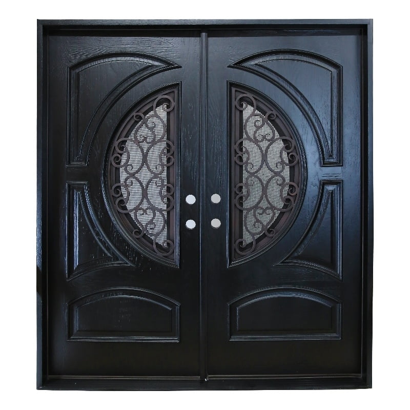 KaMic Polyurethane Swing Exterior Door with RightHand Double Inward in Espresso