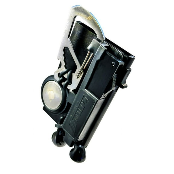 KaTTON Button Activated Wallet with Removable Multitool - RFID Blocking Wallet, AirTag Holder & EarBud Holder