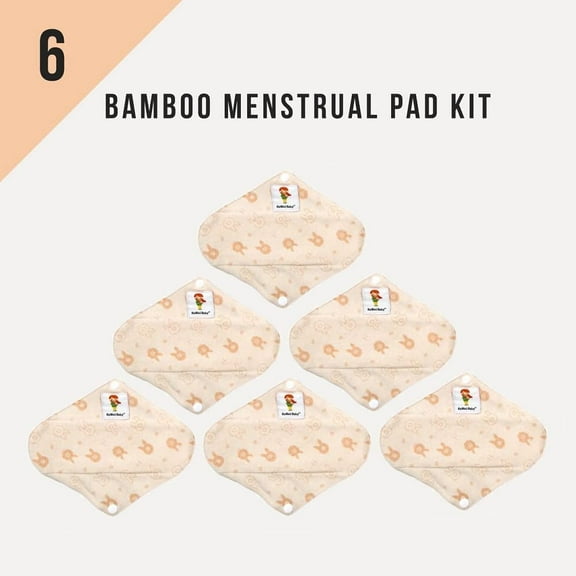 KaWaii 6 Maxi Pads Kit - Women Reusable Bamboo Menstrual Pads for Heavy Flow/Overnight