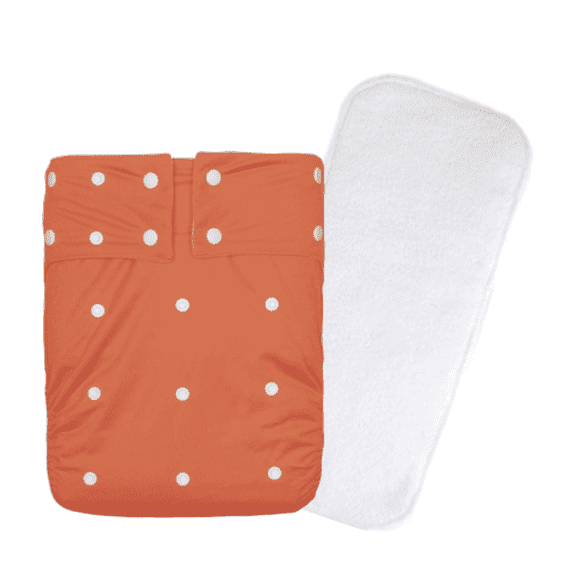 KaWaii Adult Reusable Cloth Diaper - Large Waterproof Incontinence Underwear with Super Absorbent Insert - Leak Proof Protection for Teen/Adults, Orange