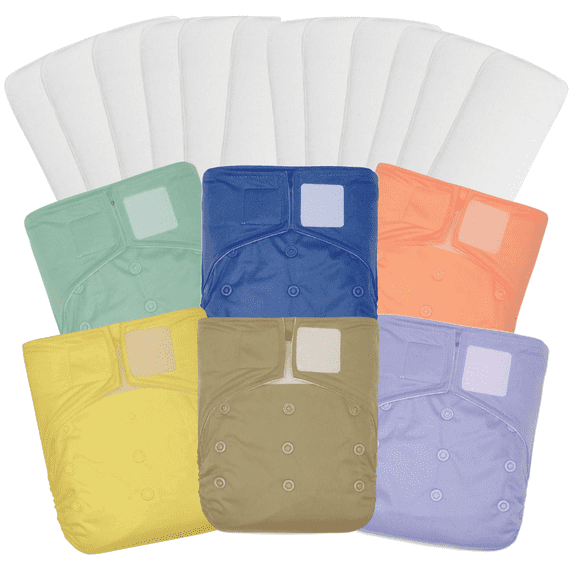 KaWaii Baby One Size Reusable Leakfree Cloth Diapers, Fast Changing Unisex Cloth Nappies, 6 HD2+ 12 Inserts+1 Gift Boy Girl 8-36 lbs