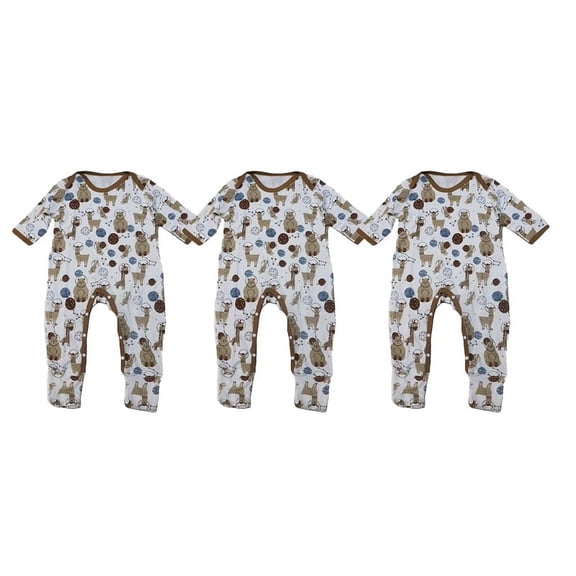 Kawaii Baby Unisex Animal in Space Bamboo Cotton Bodysuit | 12-18M | 3-Pack