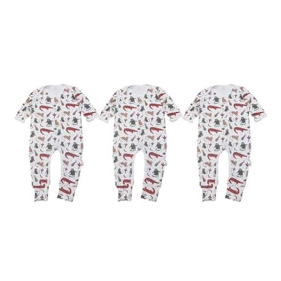 Kawaii baby jungle party bodysuit - bamboo cotton, unisex, 3-pack, 6-9 months