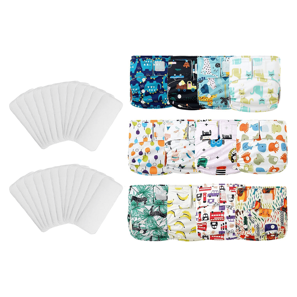 KaWaii Baby Newborn Cloth Diaper Pack 12 Pure Natural with 24
