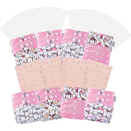 Kawaii Baby Pink Wonderland Diaper Set | 12 Pack 8-36 lbs | for Girls with 24 Inserts