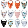 thumbnail image 1 of KaWaii Baby Stylish Bandana Bib Scarf Burp Cloth for Teething Drooling and Feeding Set of 12 - Nature Animals, 1 of 3