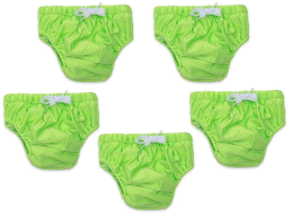 KaWaii Baby Unisex Infant Toddler Swim Diapers, Reusable Swimming Pants (Pack of 5 Green L 32-40 lbs)