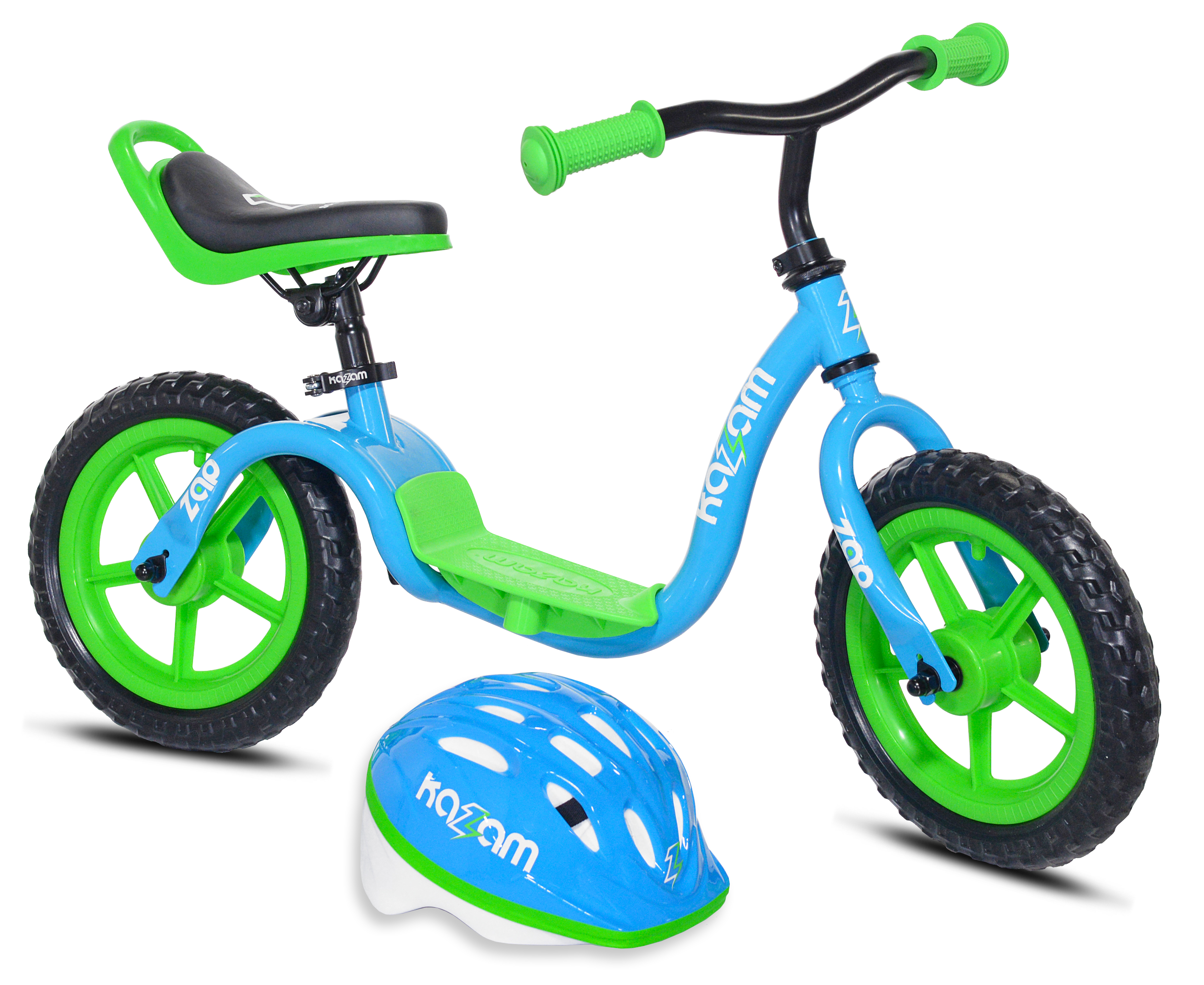 KaZAM 12" Child's Balance Bike and Helmet, Green/Blue - image 1 of 9