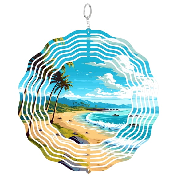 Kaanapali Beach 3D Wind Spinner Stainless Steel Kinetic Yard Art Garden Decor Maui Hawaii Resort Gift