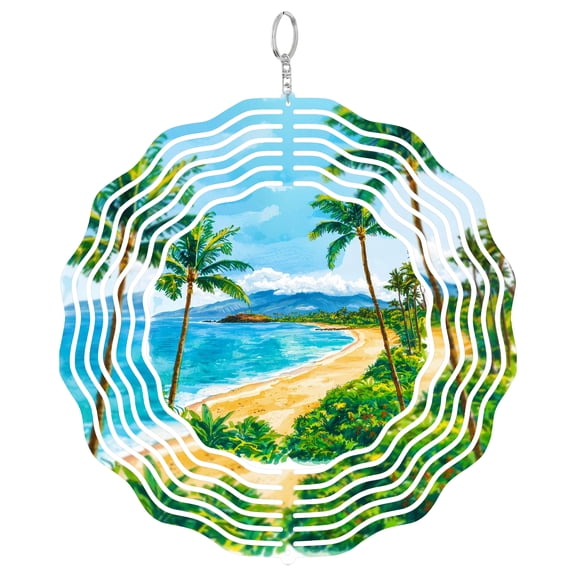 Kaanapali Beach Wind Spinner, 3D Kinetic Maui Yard Art Outdoor Hanging Decor
