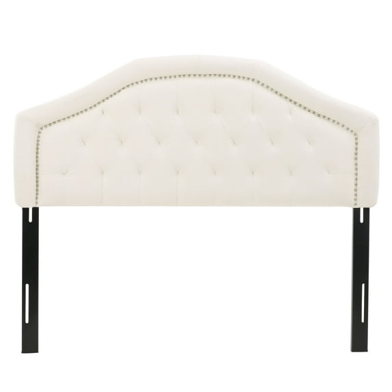 Kaarina Contemporary Tufted Fabric Full/Queen Headboard, Ivory and Black