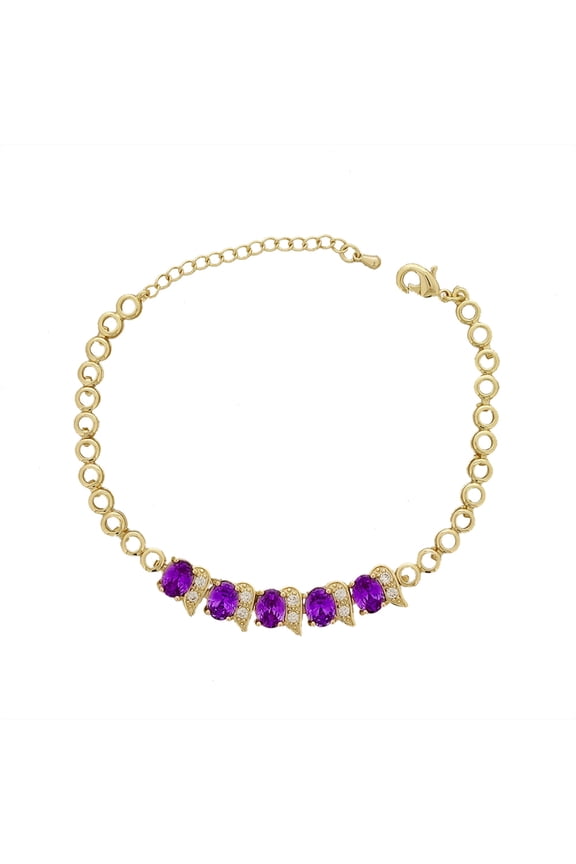 Kaash Custom 14k Gold Plated Sparkly Anklet Fine Adult Women, in Brass Metal