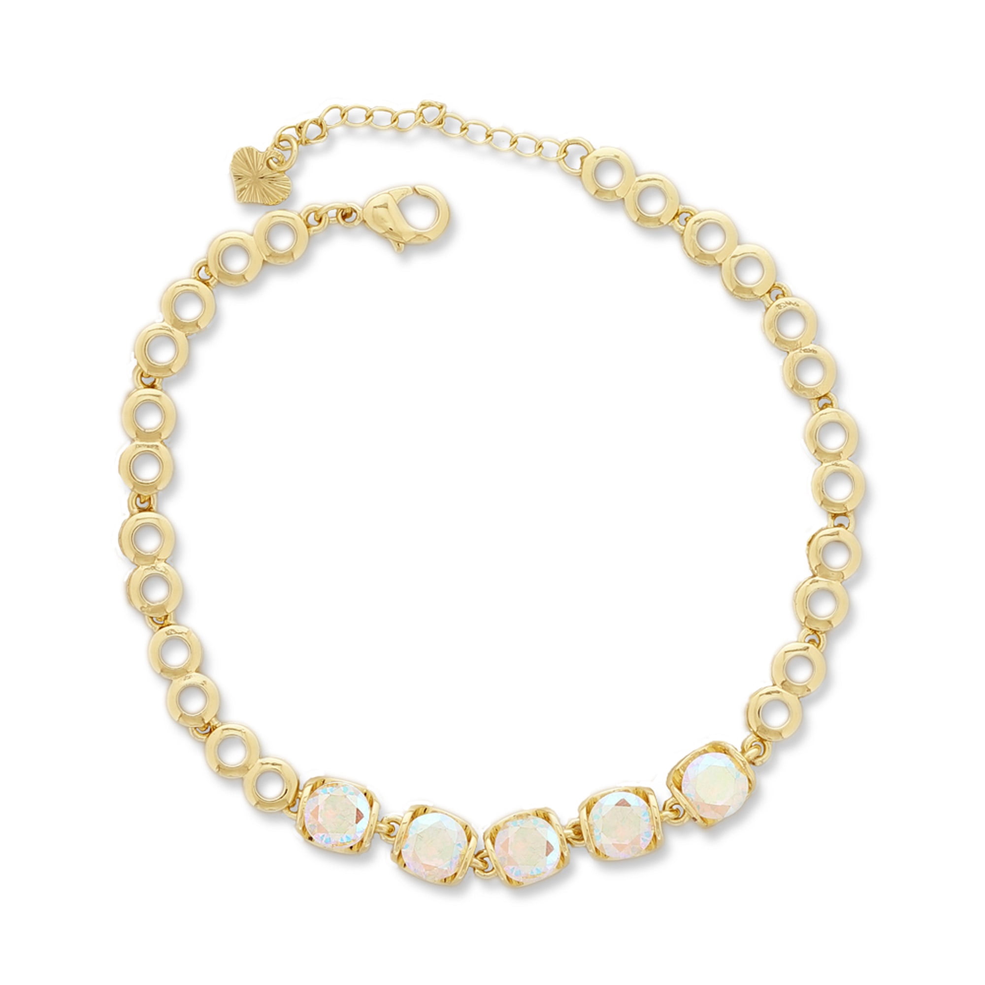Kaash Custom Women's CZ Stone Fine Ankle Bracelet, 8"+2" inch Adjustable Size in Brass Mertal