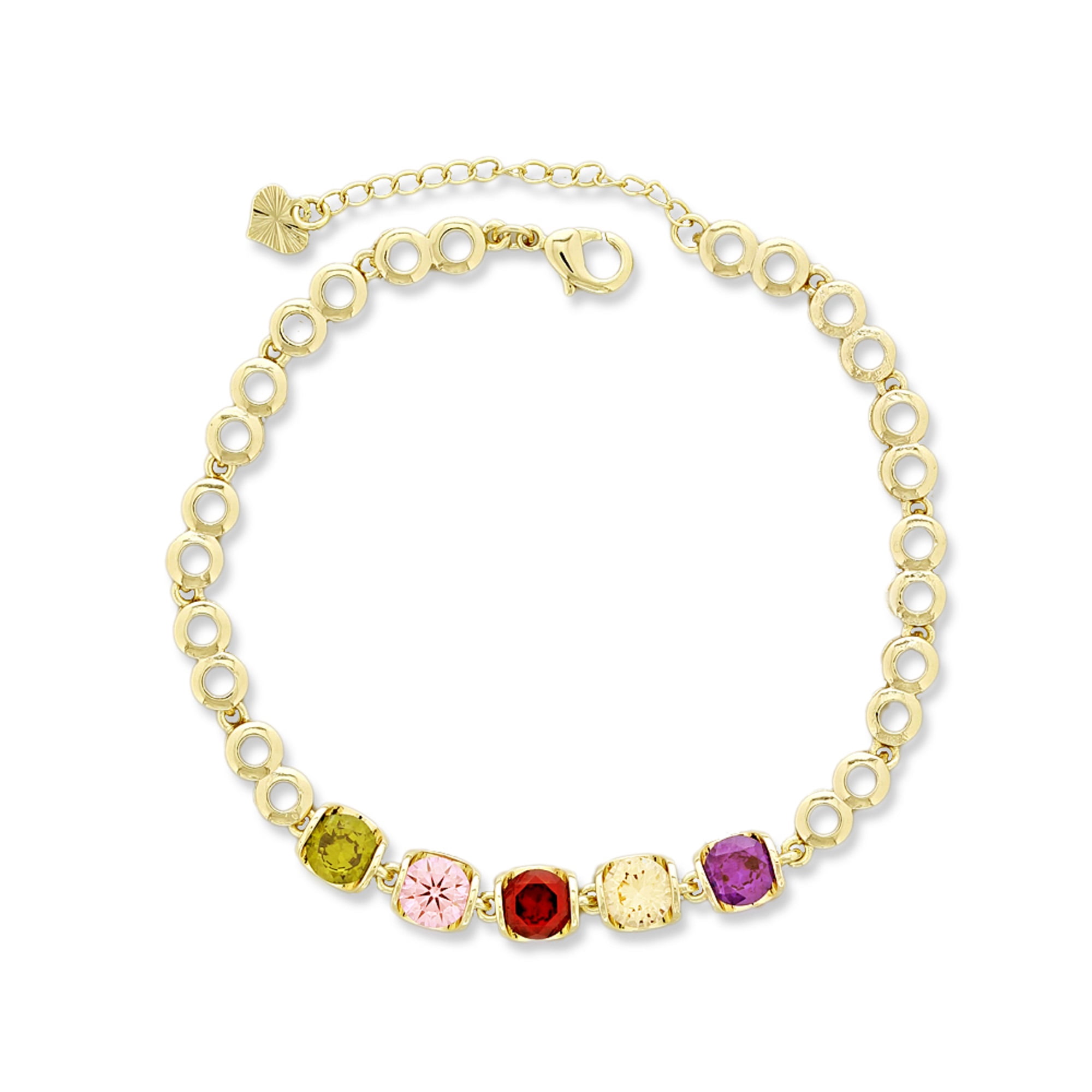 Kaash Custom Women's CZ Stone Fine Ankle Bracelet, 8"+2" inch Adjustable Size in Brass Mertal