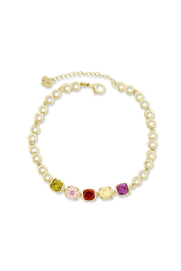 Kaash Custom Women's CZ Stone Fine Ankle Bracelet, 8"+2" inch Adjustable Size in Brass Mertal