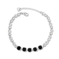 Kaash Customs 925 Sterling Silver Color CZ Anklet Gifts Women in Brass Metal