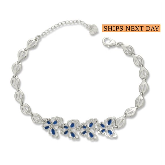 Kaash Customs Butterfly Stone Anklet Bracelet Adjustable Silver Plated Minimalist CZ Stone Anklet Best Gift for Women and Girls on Christmas