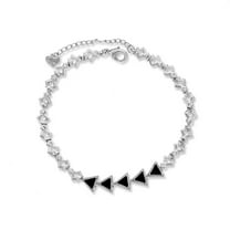 Kaash Customs CZ Stone Silver Color Triangle Shaped Bling Adjustable Anklet Bracelet for Adult Women