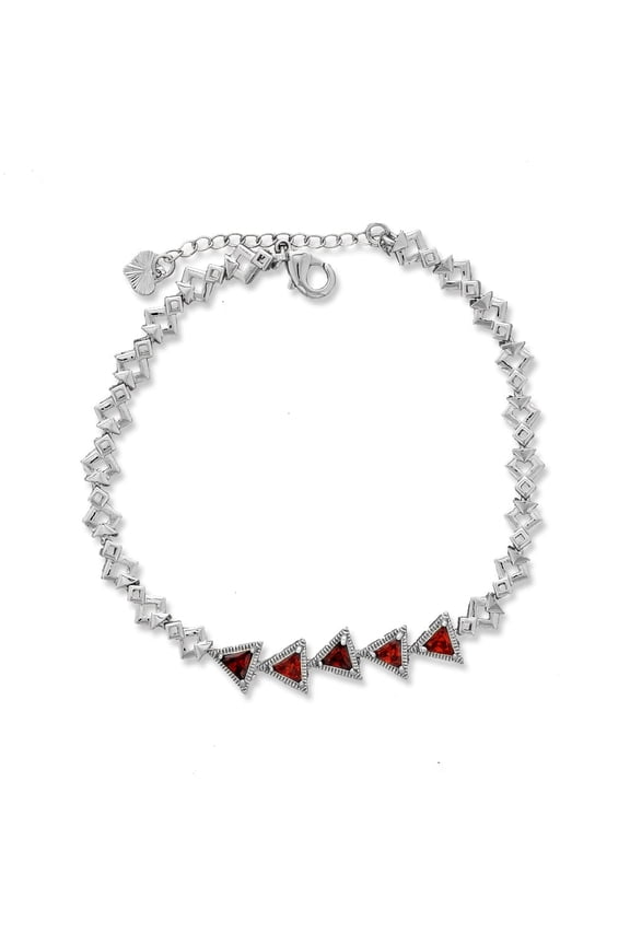 CZ Stone Silver Plated Triangle Shaped Bling Adjustable Anklet Bracelet Best Bridesmaid Gift for Her