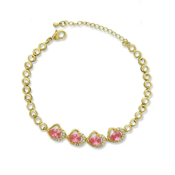 Kaash Customs Heart Shaped Anklet Bracelet For Women and Girls Beach Jewelry Hand Made Women's Jewelry Gift For Her CZ Stone Anklets for Women Christmas Gift