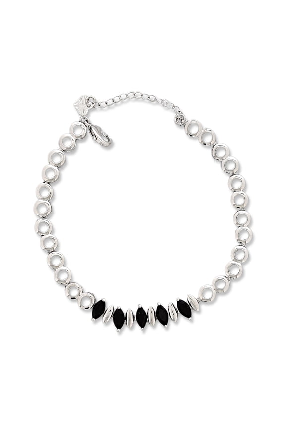 Silver Color Trandy Ankle for Women, 7"+2" inch Adjustable Size, Brass Metal