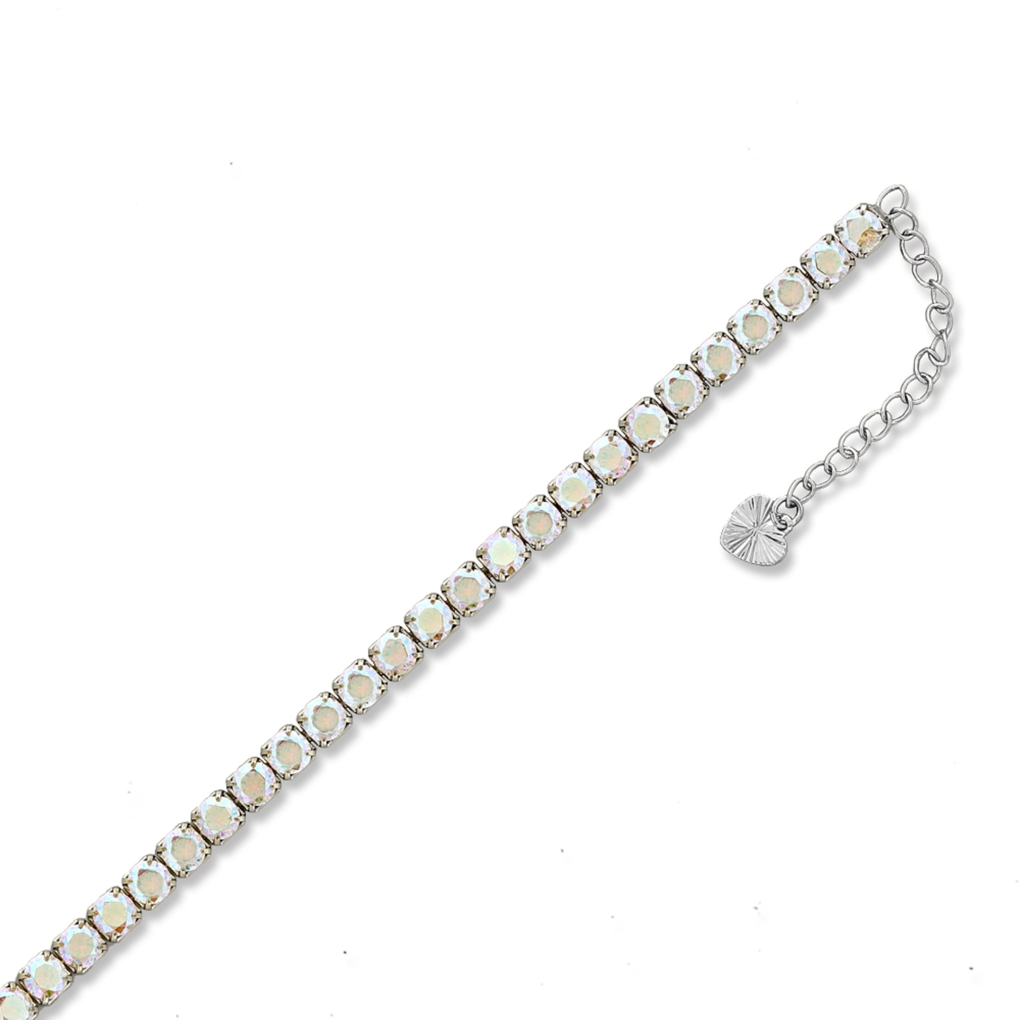 Kaash Customs Silver Cubic Zirconia Adjustable Women Anklet 7"+2" inch Adjustable Size in Brass Metal