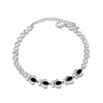 Kaash Customs Sterling Silver Adjustable Minimalist CZ Stone Anklet Bracelet for  Adult Women