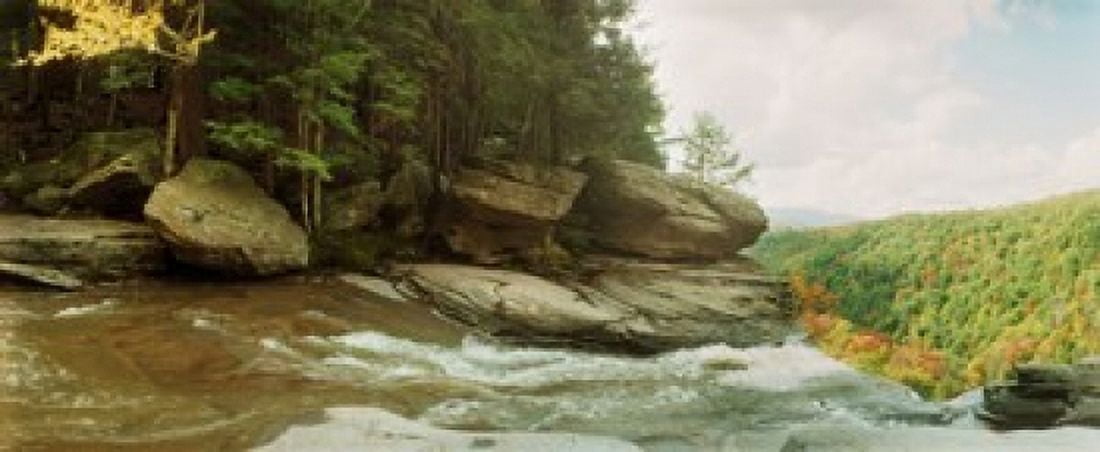 Kaaterskill Falls in autumn Catskill Mountains New York State USA Canvas Art - Panoramic Images (30 x 13)