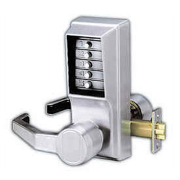 Kaba Access LL1031-26D-41 L1000 Series Mechanical Pushbutton Cylindrical Lever Lock, Satin Chrome