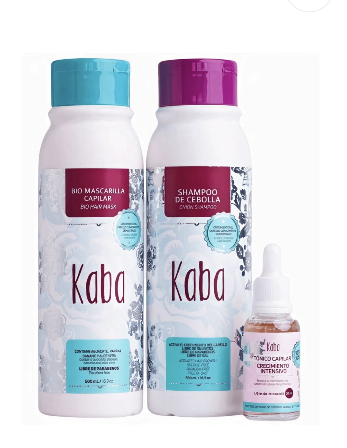 Kaba Crecimiento Máximo Shampoo de Cebolla , Biomascarilla y Tónico