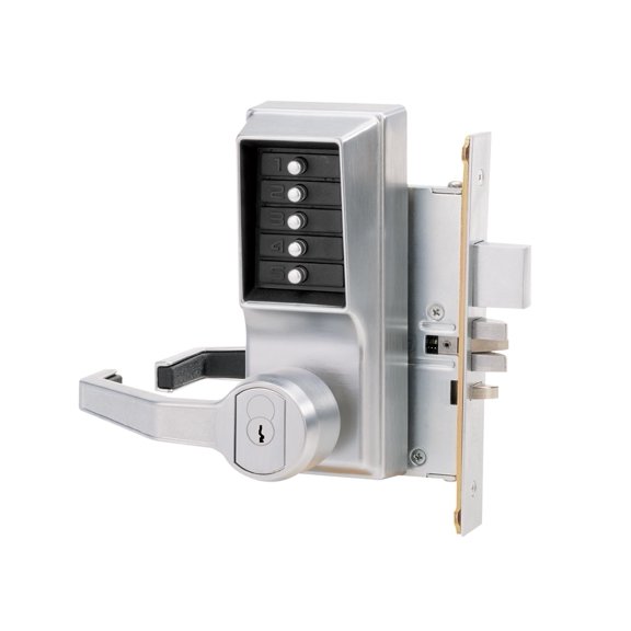 Kaba Ilco L8148B26D Left Handed Mechanical Pushbutton Mortise Lock - Chrome