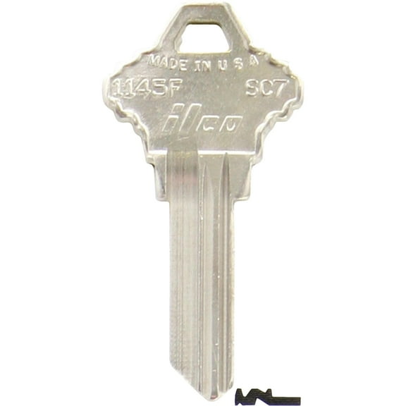 Kaba Ilco Key Blank,Brass,Schlage Lock,PK10 1145F-SC7