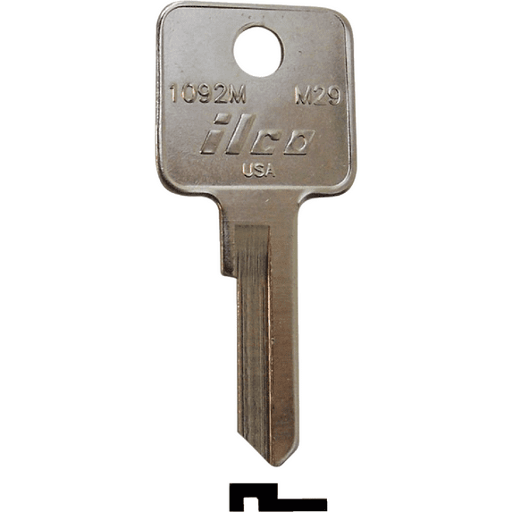 Kaba Ilco Key Blank, Type 1092M-M29,Brass, PK10 1092M-M29