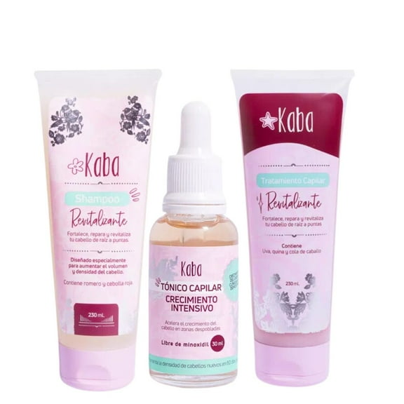 Kaba shampoo revitalizante, kaba tratamiento revitalizante, Kaba Tonico Crecimiento Capilar (3 pack)
