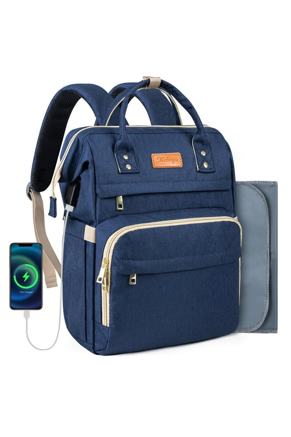 Baby Diaper Bag with Charge Port, Multifunctional Diaper Backpack Newborn Essentials Gift, Blue