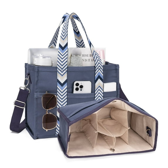 Kabaqoo Canvas Tote bag with Purse Bag Organizer Insert, Travel Tote Handbag Shoulder Bag with Zipper