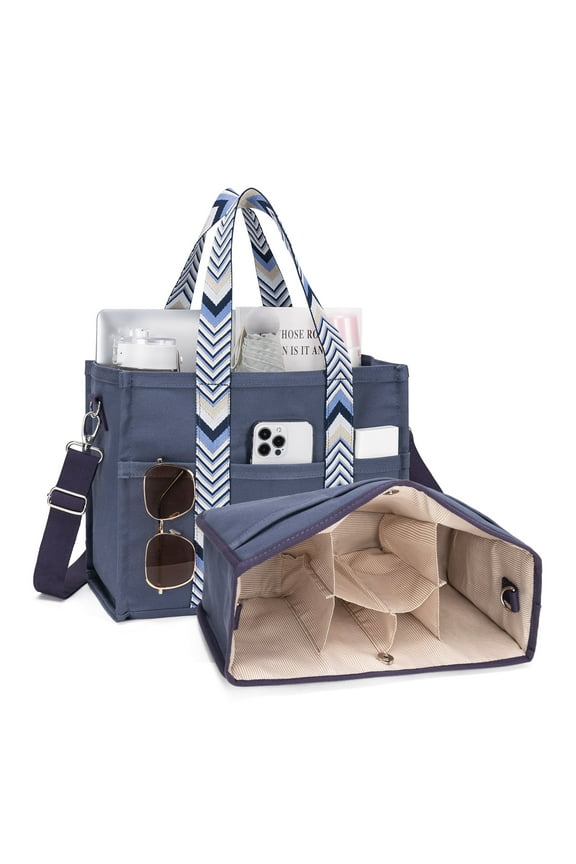 Canvas Tote bag with Purse Bag Organizer Insert, Travel Tote Handbag Shoulder Bag with Zipper