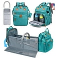 thumbnail image 1 of Kabaqoo Large Baby Diaper Bag, Multifunctional Baby Backpack with Changing Station Lake Blue, 1 of 7