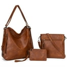 Colisha Genuine Leather Purses and Handbags for Women Top Handle Satchel Large Work Tote Shoulder Crossbody Bag Brown