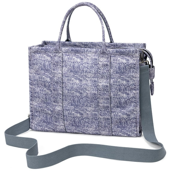 Kabaqoo Tote Bag with Compartment for women, Canvas Tote Backpack for 17" Laptop, Fashion Handbag with Zipper, Purple