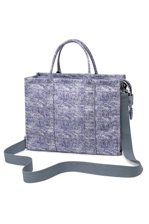 Tote Bag with Compartment for women, Canvas Tote Backpack for 17" Laptop, Fashion Handbag with Zipper, Purple