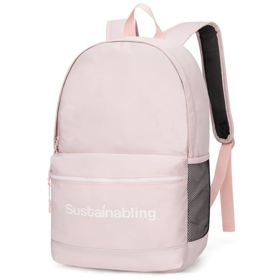 Kabaqoo Travel Backpack With Adjustable Shoulder Straps & Sustainable Materials, Pink