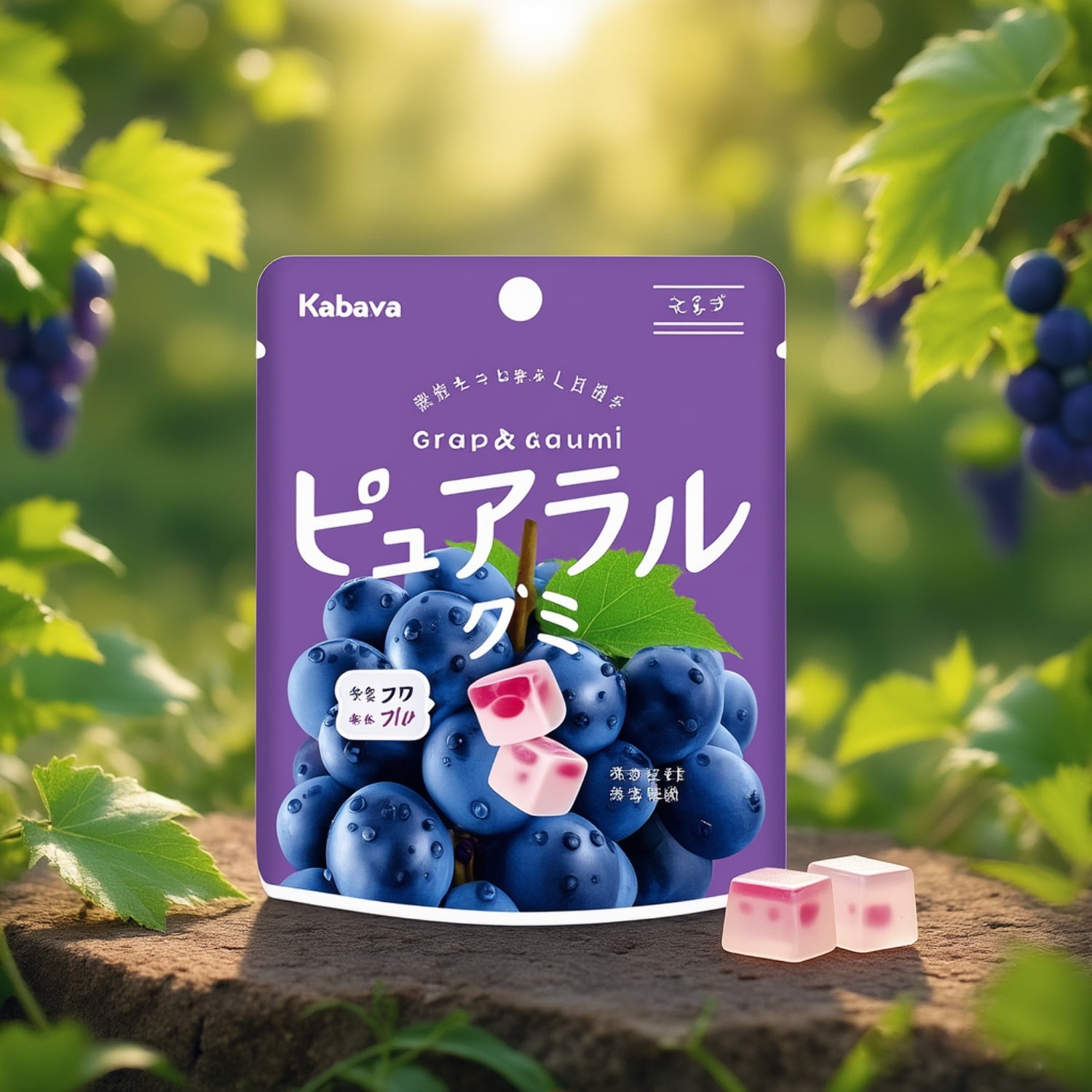 Kabaya Pureral Pure Grape Gummy Gumi 58g x 8 bags Juicy Real Grape
