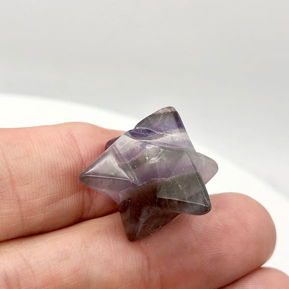 Kabbalah Carved Amethyst Merkabah Star Figurine | 25x15x15mm | Purple | 1 Figurine