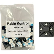 Kable Kontrol Adhesive Cable Tie Mounts - 1/2 Sq - UV Black Nylon - 100 pcs