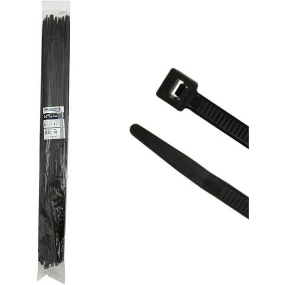 Kable Kontrol Black Zip Ties - 36" Inch Long Heavy Duty - UV Resistant Nylon - 175 Lbs Tensile Strength - 50 pc Pack