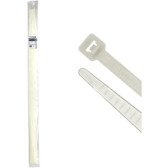 Kable Kontrol Clear Zip Ties - 60" Inch Long Heavy Duty - Natural Nylon - 175 Lbs Tensile Strength - 50 pc Pack