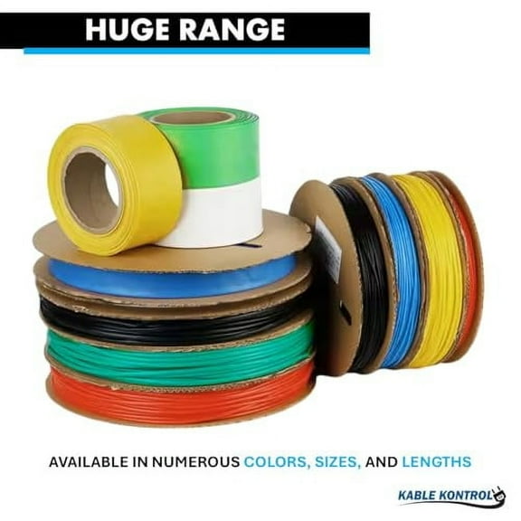 Kable Kontrol Heat Shrink Tubing - 5/8 Inch - 100' Ft Long, Red Polyolefin - 2:1 Industrial Shrink Tube & Cable Sleeve for Electrical Wire Insulation - Rated for 600 V