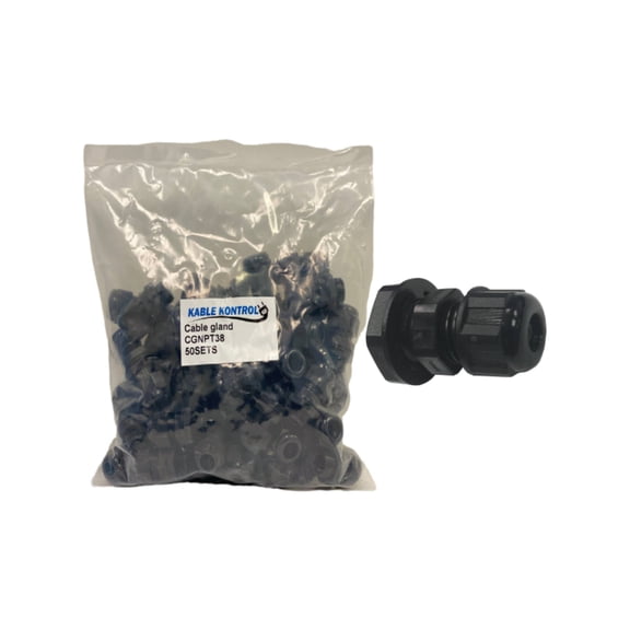 Kable Kontrol IP68 Waterproof Nylon Cable Gland - 3/8" Cable Diameter - NPT 18 Thread - 50 pc pack